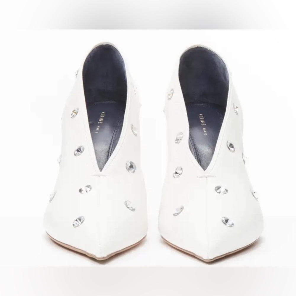 Celine crystal white studded pump size 38.5